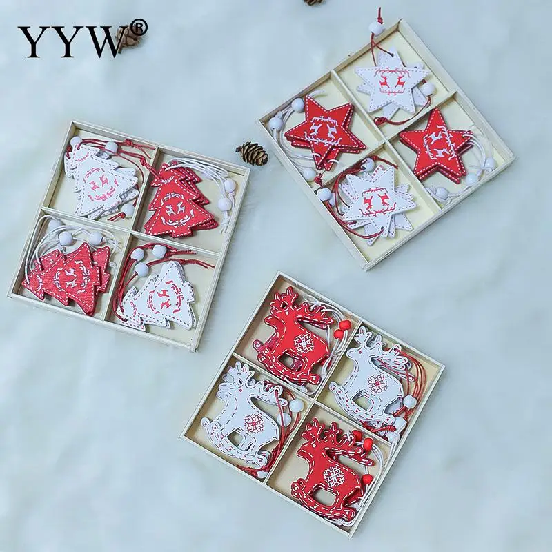 

12pcs/Box Christmas Navidad Decorations For Home Pendants Ornaments For Xmas Resin Tree Diy Party Decorations Kids Gift Decor