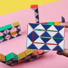 Paquet de 5 gadgets sensoriels anti Stress arc en ciel, serpent Cube Snap Twist Puzzle magique, jouets Fidget, cadeaux de fête, remplissage de sacs