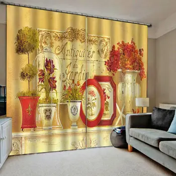 

Golden curtains Luxury Blackout 3D Window Curtains For Living Room Bedroom stereoscopic curtains