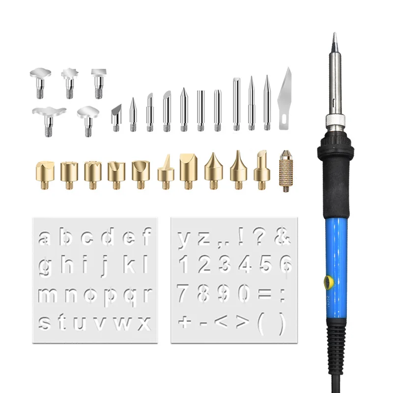 

Electric Soldering Iron Suit 28 Pieces Thermostat Pyrography Europe Compasses Carving Soldering Iron Pyrography Set 110 v us Sta