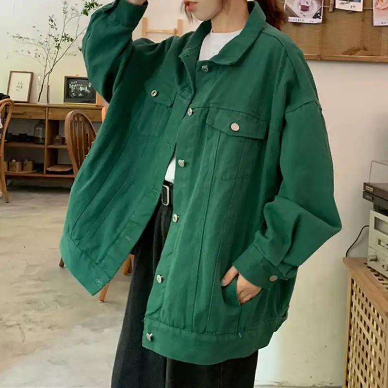 dark green denim jacket