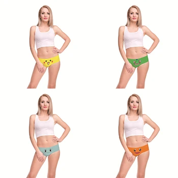 Sexy Girls Cosplay Costume Pikachu Charmander Squirtle Bulbasaur Print Underwear Thongs Briefs Cute Panties For
