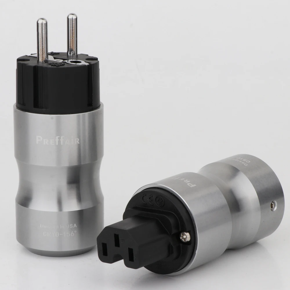 P089ER 1 pair Hifi audio Rhodium plated EU Schuko AC Cord Power Plug ...