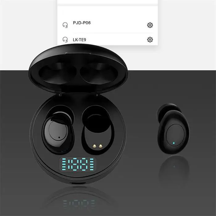 Bluetooth гарнитура, Беспроводные спортивные мини наушники-вкладыши V5.0 с IPX5 цифровым дисплеем да 35 мАч 250 мАч