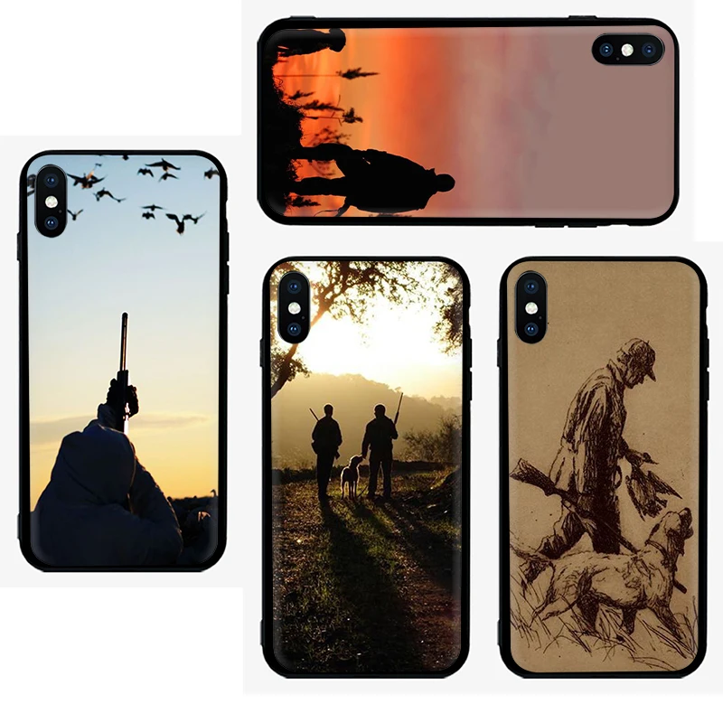 EWAU Hunter Dog hunting Silicone phone case for iphone 5 5s SE 6 6s 7 8 Plus X XR XS 11 Pro Max