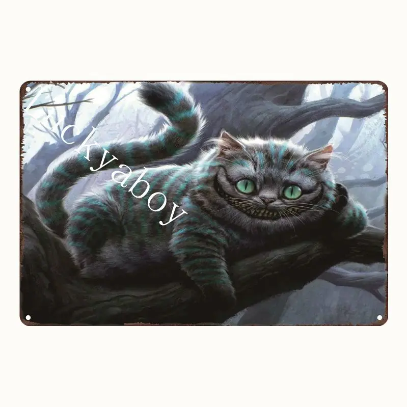 [Luckyaboy] Cat Dog Rules Warning Notice vintage Tin Signs Wall Metal Painting Antique Gift home bar Pub Decor AL017