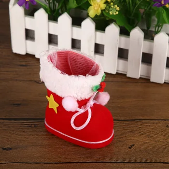 

1Pc Christmas Plush Pen Holder Pencil Bag Case New Year Decoration Cloth Boots Shaped Candy Gifts Bags Home Table School Supply