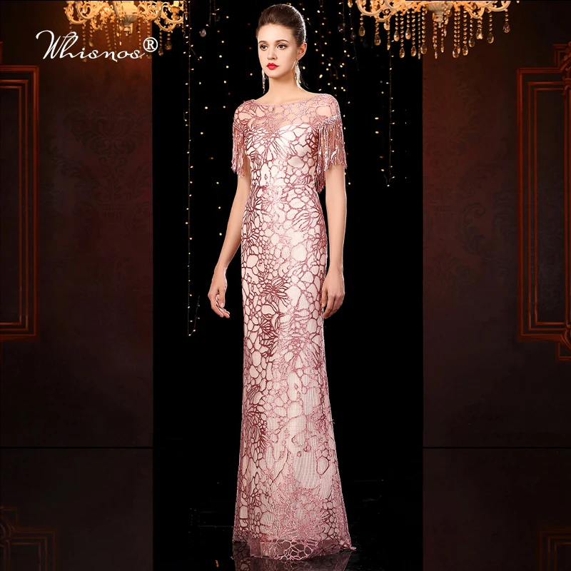 

2020 High Custom Sparkle Sexy Mermaid Evening Dresses Full Sequined O-Neck Long Evening Gowns For Party Vestidos Largos Fiesta