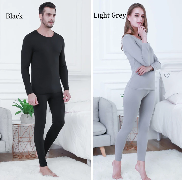 2 шт./компл. Long Johns для Для женщин Для мужчин однотонные теплые Термальность нижнее белье Костюмы Мужской Женский мягкий осень-зима пара Термальность костюм