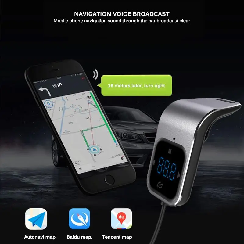 Fm-передатчик Bluetooth автомобильный беспроводной радио адаптер AUX MP3 плеер fm-модулятор с громкой связью двойной USB быстрое зарядное устройство