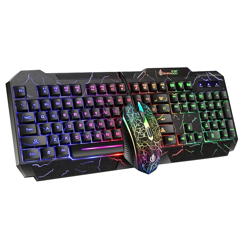 Shipadoo D620 игровая клавиатура и мышь набор красочные трещины с подсветкой USB