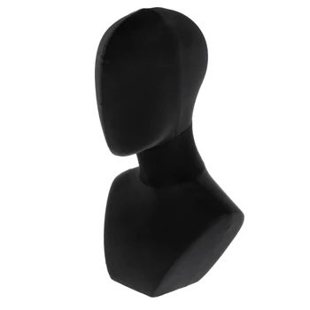 

21 inch Wooden with Black Velvet Cover Mannequin Head Bust for Wig Making Jewelry Scarf Display Style Model