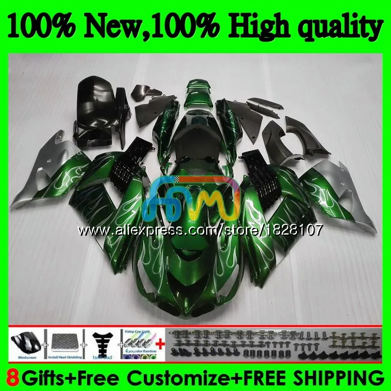 Инъекции для KAWASAKI ZX-14R ZX14R 12 13 серебро пламя, 14, 15, 16, 17, 24BS. 42 ZZR1400 ZX 14R 2012 2013 обтекатель