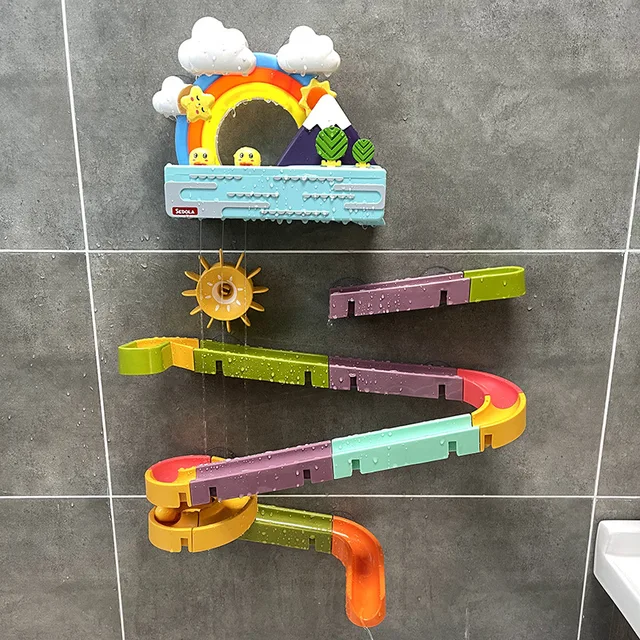 Baby Bath Kids Toys Rainbow Shower Pipeline Yellow Ducks Slide Tracks Bathroom Educational Water Game Toy for Children Gifts 1