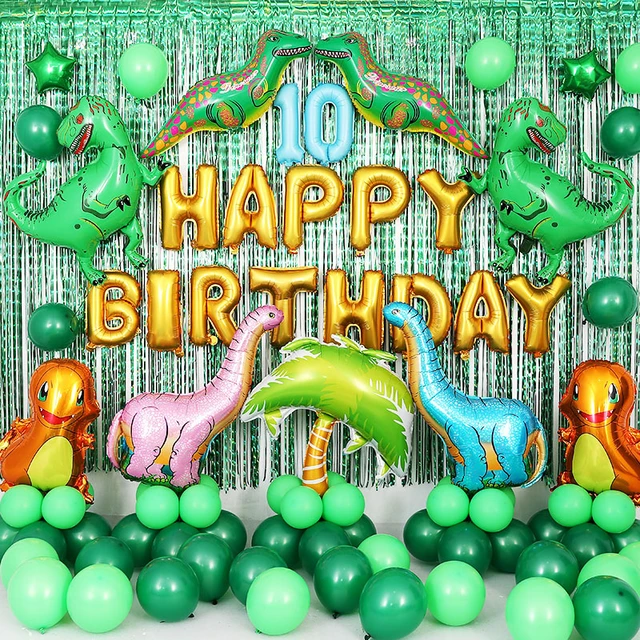 Suministros de fiesta de dinosaurios, decoración temática de fiesta de  dinosaurios, pancarta, conjunto de globos para niños, primer cumpleaños,  decoración para Baby Shower - AliExpress