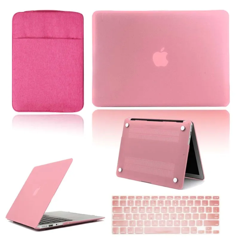 Pink KK&LL Жесткий Чехол для ноутбука+ сумка+ чехол для клавиатуры-Apple MacBook Air Pro retina 11 12 13 15 и Air13/Pro 13 15 Touch Bar - Цвет: Pink