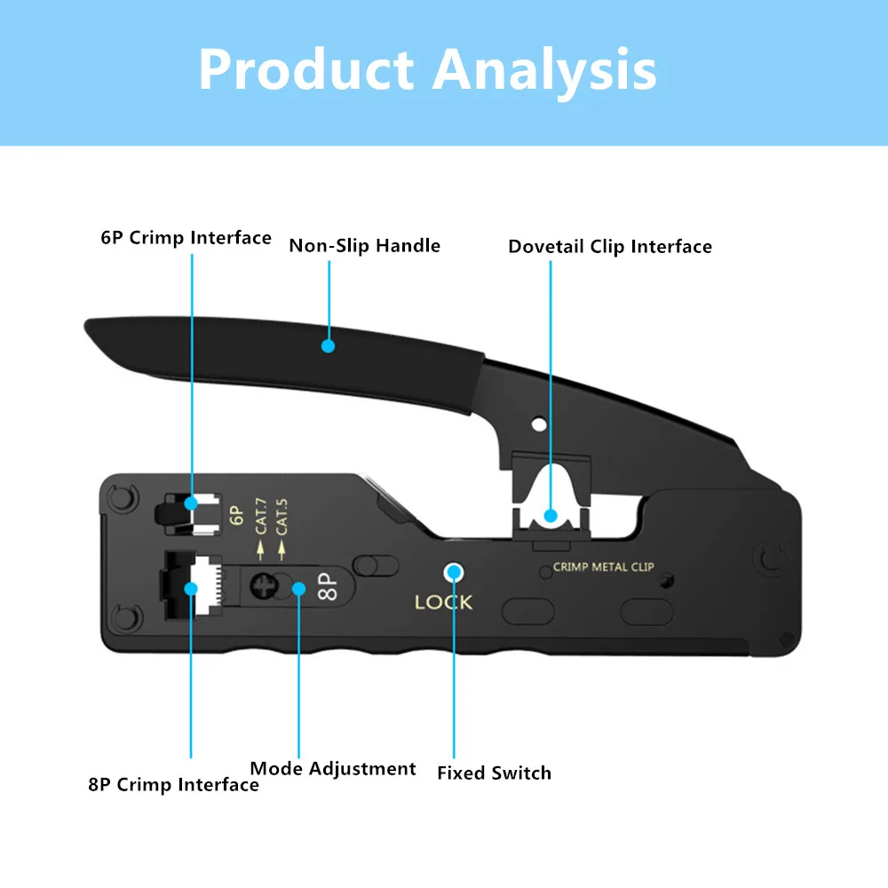RJ45 Cat7 Network Cable Pliers 6P 8P Crystal Head Dovetail Clip Crimper Pliers Cat5e Cat6 Cat 7 Networking Crimping Tools RJ 45