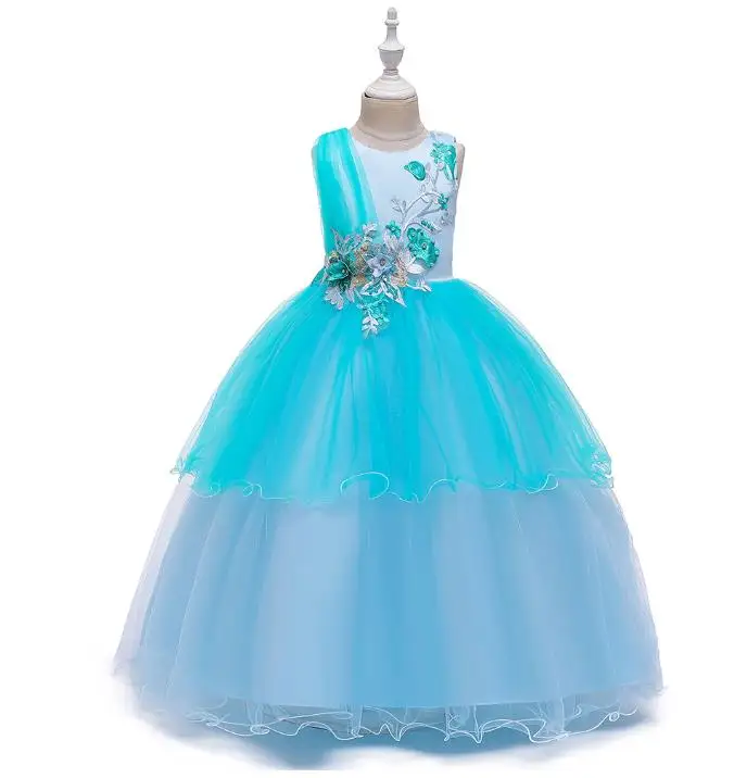 Vintage Flower Girls Dress for Wedding Evening Children Princess Party Pageant Long Gown Kids Dresses for Girls Christmas Cloth