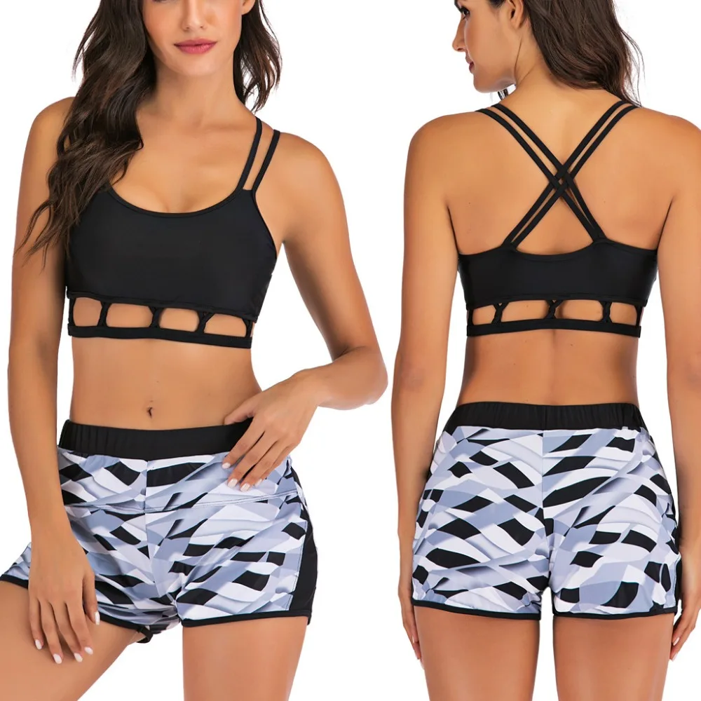 ladies two-piece swinsuit set woman top ruffled high waist bottom bikini suit Tankini swimwear bikinis 2020 mujer push up 30D9 (1)