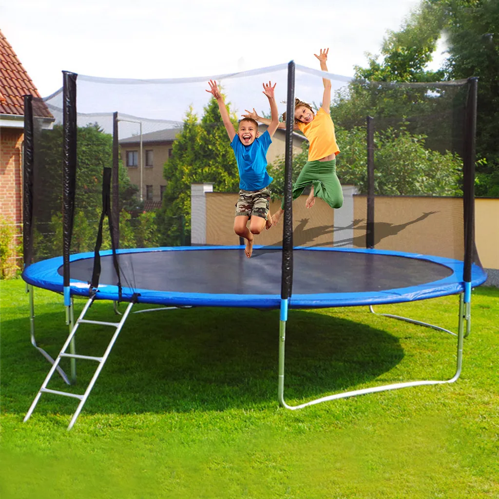 US $256.97 12 Ft Kids Trampoline Set With Enclosure Net Jumping Mat And Spring Cover Padding Outdoor Garden Sport Trampoline Toys Game