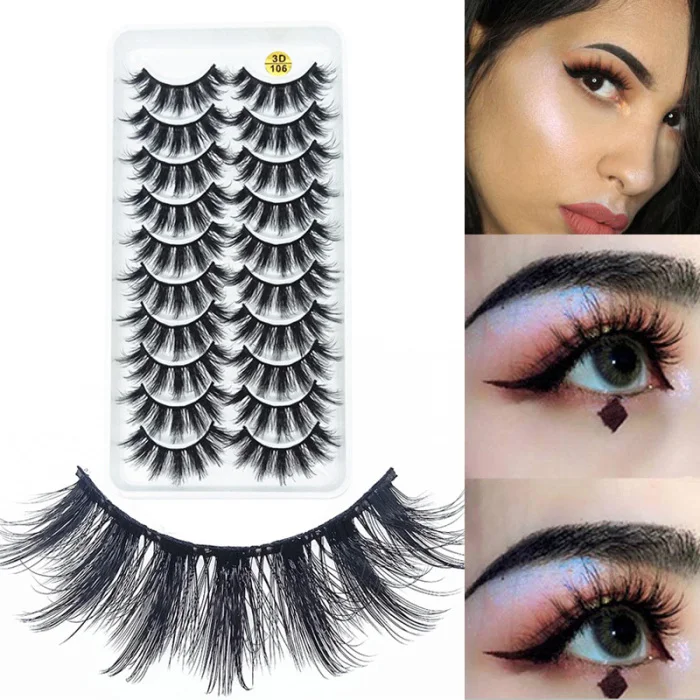Pares Cílios Postiços Cruz Fofo Wispy Extensão Grosso Curling Macio Confortável 2021 10 3d 3 2019 10 pares 3d cílios postiços cruz