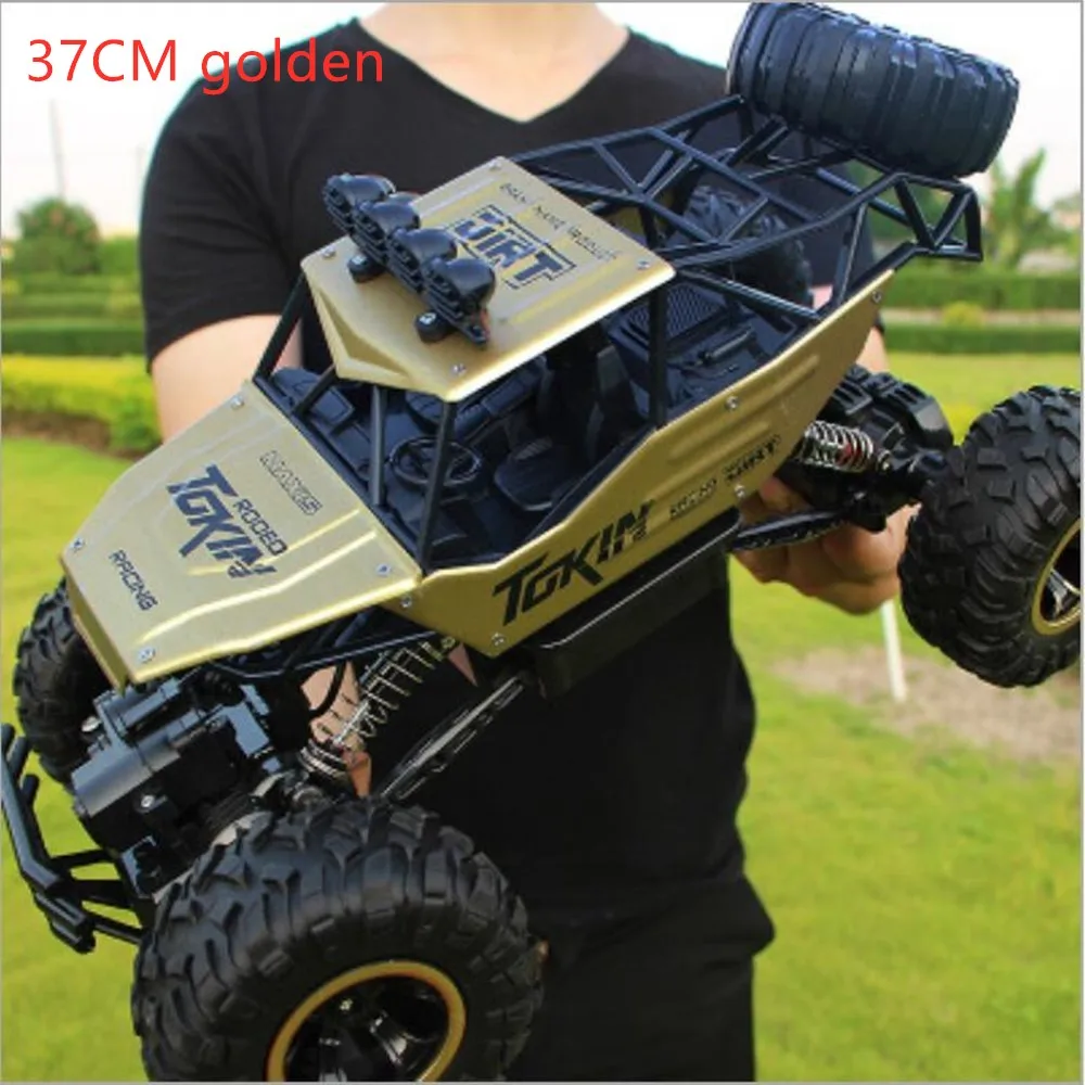 1:16 1:12 Радиоуправляемый автомобиль 4WD 4x4 2,4G Bigfoot с дистанционным управлением Багги внедорожный автомобиль альпинистские грузовики взрослые дети игрушка подарок джипы - Цвет: 37cm alloy golden