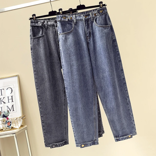 US $16.45 Boyfriend Jeans For Women High Waist Mom Jeans Plus Size Mom Feminino Harem Denim Pants 100kg