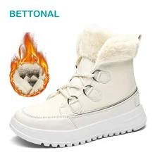 Bettonal branco sapatos de inverno das mulheres botas de tornozelo neve quente pelúcia veludo moda feminina botas curtas senhoras calçados leves