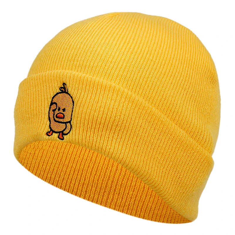 woolen cap for men Casual Little yellow duck beanie Hat for Men women Hip Hop Knitted woolen hats cap Outdoor Winter warm ski hats Skullies Hats timberland skully