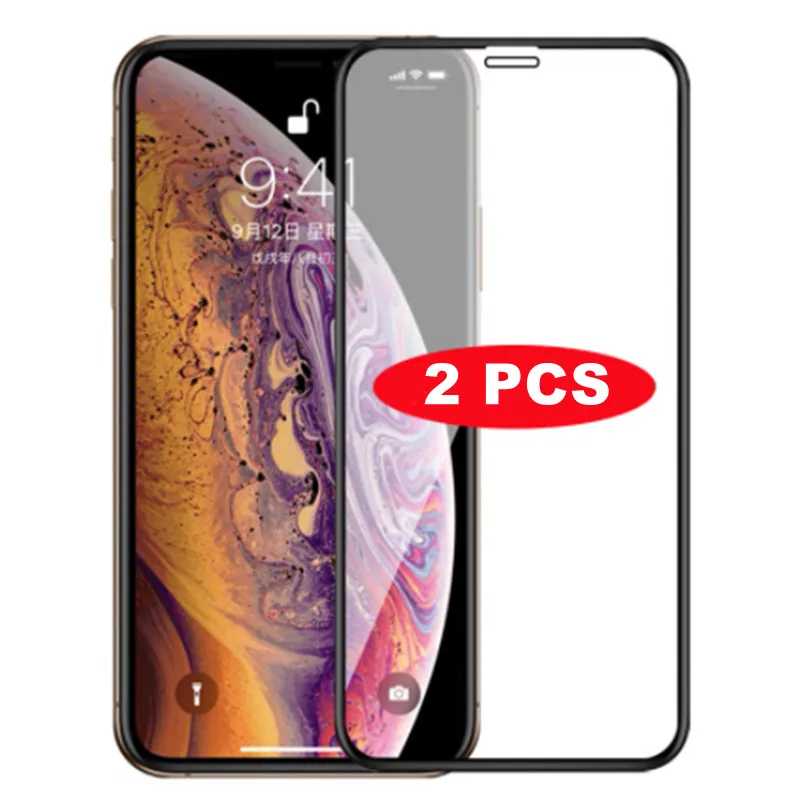 2 шт./лот закаленное стекло для iPhone 11pro X XR XS Max 7 8 6 6s plus полное покрытие экрана