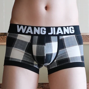 

Fashion Men Underwear Grid Boxers Shorts Sexy Solid Underwear Lattice Printing Boxer Shorts for Men