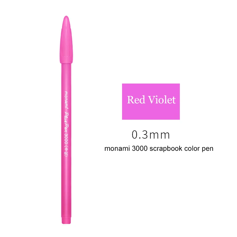 Red Violet Корейская ручка для рисования Monami с 3000 фломастером, 0,3 мм, водостойкая ручка, ручка для скрапбукинга, цветная ручка с чернилами, милые стационарные каваи - Цвет: Red Violet