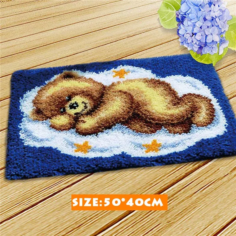 Крючок с защелкой Diy Kit Smyrna Knooppakket Сделай Сам Медведь мультфильм милый рукоделие коврик вышитые подушки Подушка с пуговицей животные