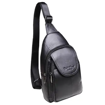 

Men Sing Chest Bag Genuine leather First Layer Cowhide Travel Hiking Messenger Shoulder Sling Day Pack