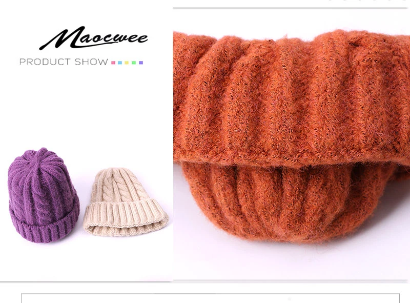 Модная шерстяная Милая Шапка-бини для родителей и детей, зимняя вязаная теплая плотная шапка для мамы и ребенка, теплая вязаная шапка, одноцветная шапочка