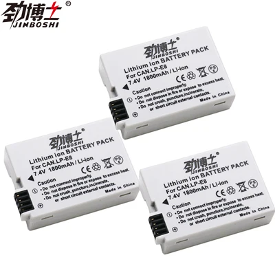 3X Battery 4 шт. LP-E8 LP E8 LPE8 1800 мА/ч, замена Батарея+ LCD Dual charger для цифровой однообъективной зеркальной камеры Canon EOS 550D 600D 650D 700D Rebel T2i T3i T4i T5i - Цвет: 3X Battery