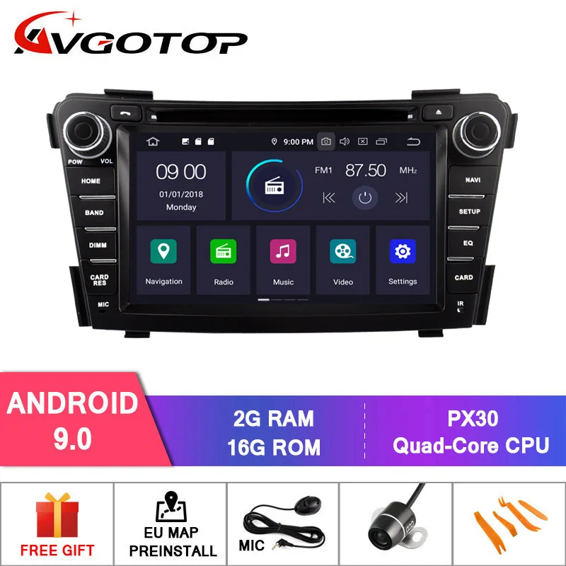 2GB 16GB RD5399 AVGOTOP Android 9,0 4 Гб+ 64 ГБ Автомобильный dvd-плеер для HYUNDAI I40 2012- ips HD экран навигации - Цвет: 2GB 16GB RD5399