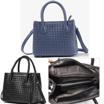 

Simple and elegant women's handbag, hand-made woven leather shoulder bag, straddle bag. Good Quality Tote bag. Free Shipping