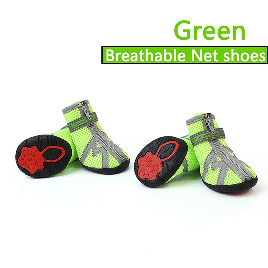 Green Net Обувь для собак; сетчатые сандалии; мягкие дышащие Сапоги для домашних животных; защита лап; светоотражающие ремни; нескользящие весенне-летние защитные ботинки - Цвет: Green Net