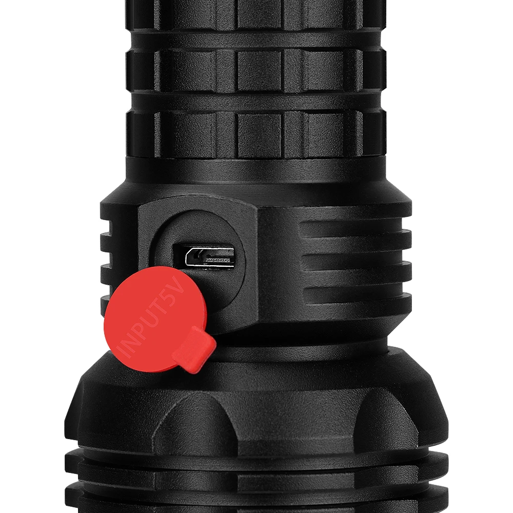 Тактический фонарик 3 режима P50 светодиодная USB Зарядка 18650 фонарики самообороны водонепроницаемый Наружное освещение с хвостовой веревкой