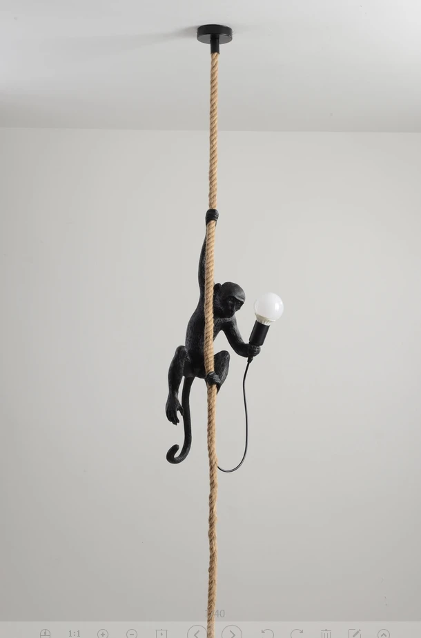 Black Pendant light Полимерная лампа в форме обезьяны, подвесной светильник для гостиной, лампы для художественного салона, кабинета, светодиодный светильник s lustre с E27, светодиодные лампы, подвесные украшения - Цвет корпуса: Black Pendant light