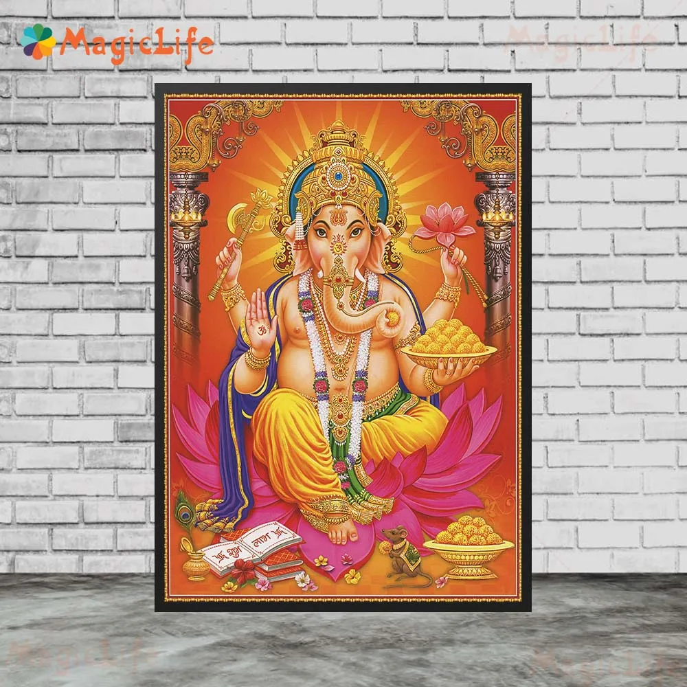 Ganesh Chaturthi-pintura en lienzo para pared, decoración del hogar,  carteles Vintage de dioses e impresiones sin marco - AliExpress, image size:1000x1000