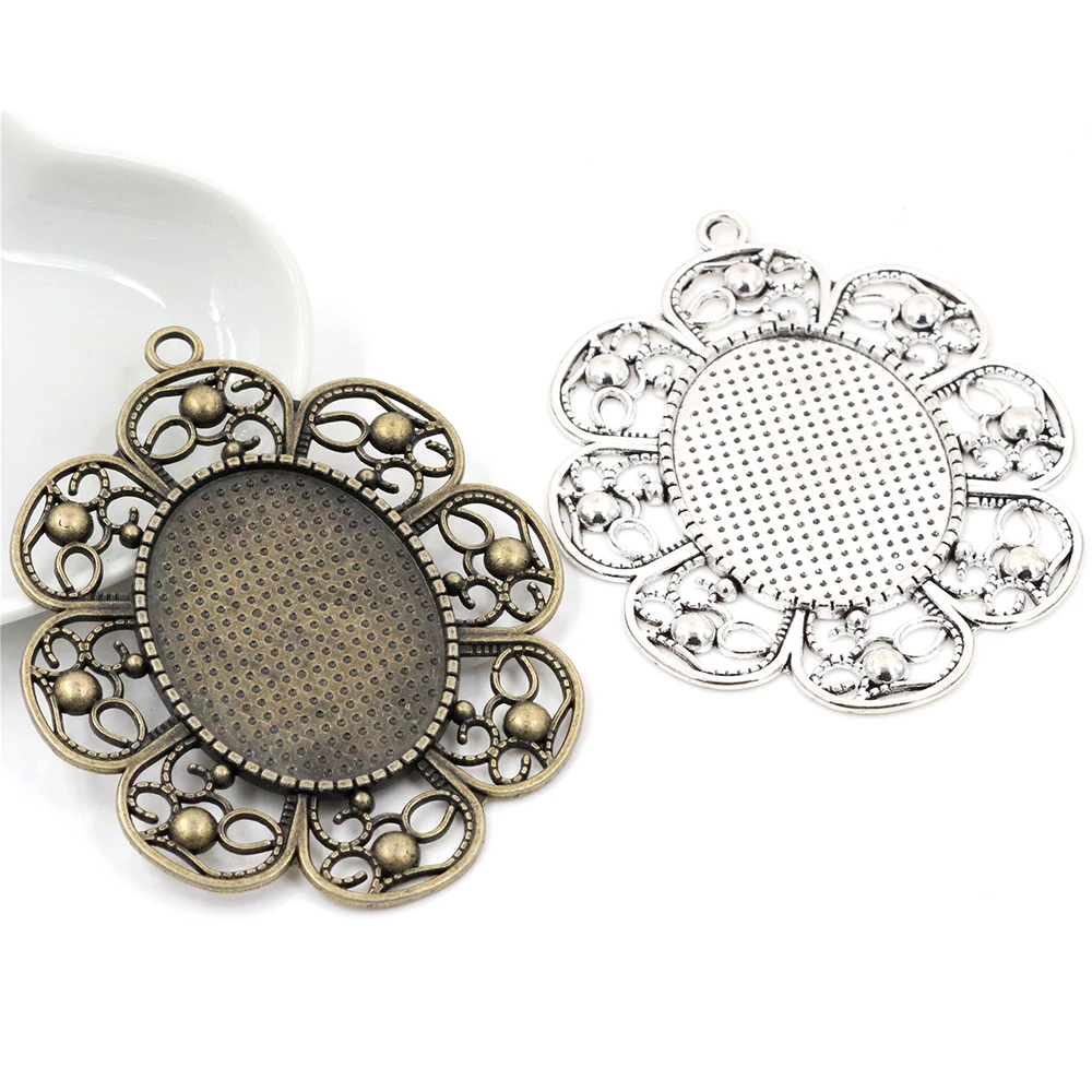 New Fashion 5pcs 30x40mm Inner Size Antique Silver Plated and Bronze Pierced Style Cabochon Base Setting Charms Pendant | Украшения и