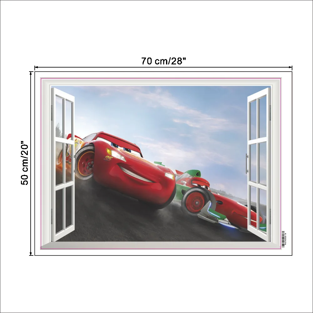 3D CAR General Mobilization Window Cartoon CHILDREN'S Room Mural Nursery Wall Decoration Wall Stickers