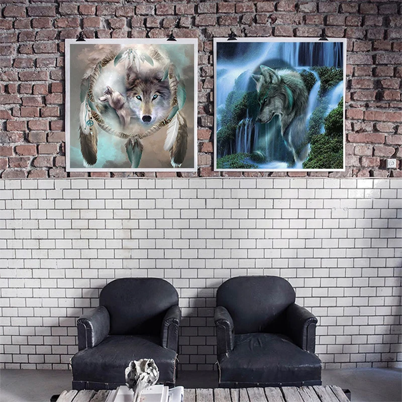 Алмазная картина Крест стич волк Ловец снов Daimond вышивка мозаика Стразы полный