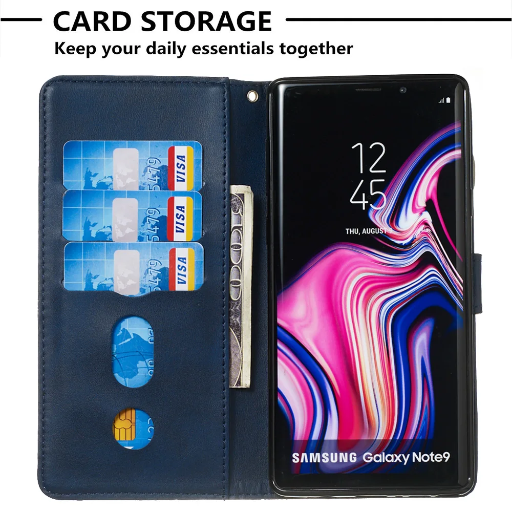2019 Direct Selling New Solid Color Calf Zipper For Samsung Note9 Note10 Mobile Phone Case Card Storage / Station Function | Мобильные