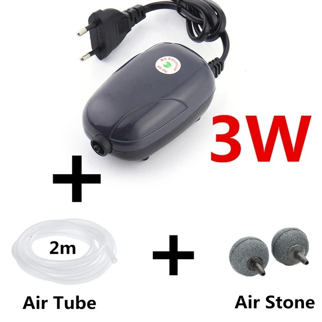 Mini Silent 3W 5W Fish Tank Inflation Pump Oxygen Delivery Air Pump Air Compressor For Aquarium Double/Single Outlet Design - Цвет: 3W-TubeStone