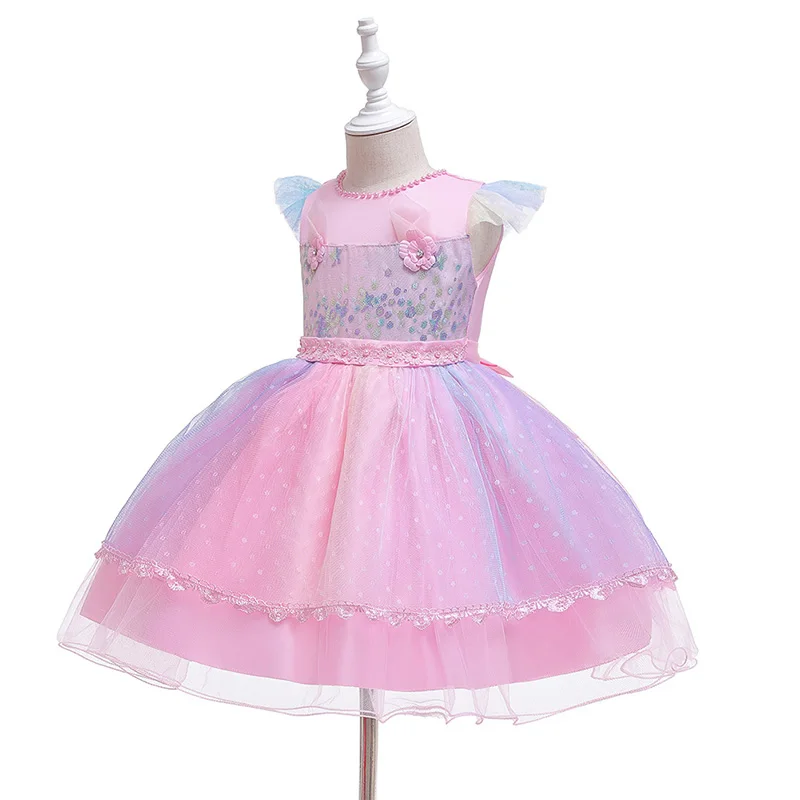 2020 Toddller Kids Unicorn Dresses for Baby Girls Dress Pink Rainbow Birthday Party Princess Dress Purple Costume Pageant Outfit (4)