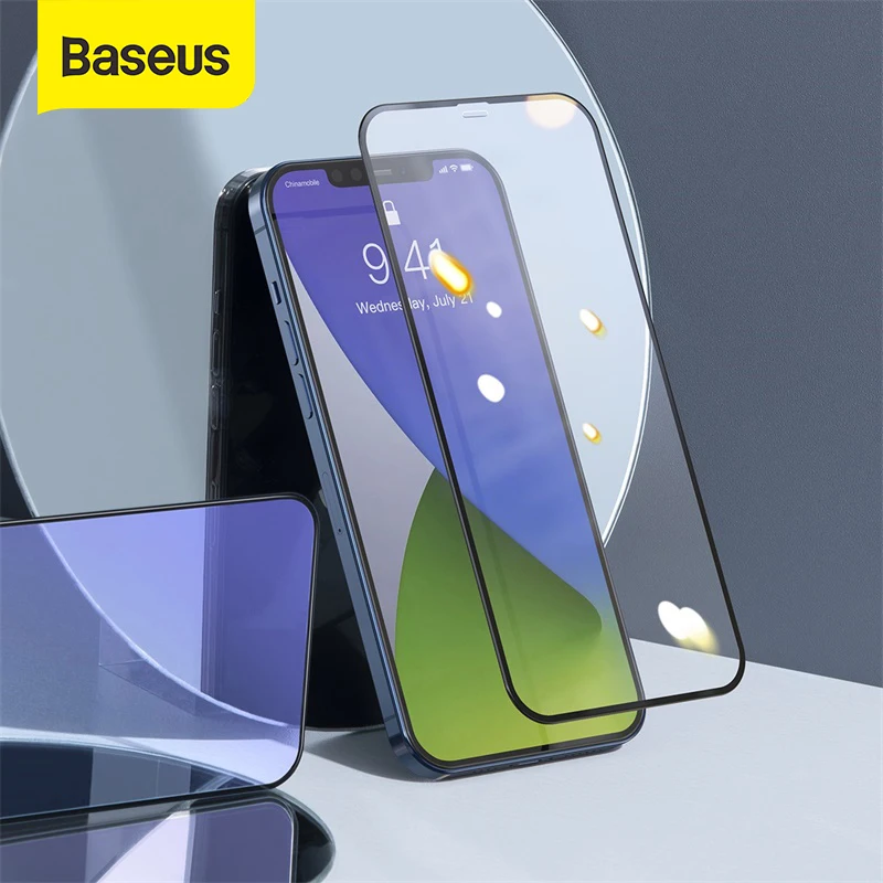 Baseus 0.3mm Full Over Glass for iPhone 12 Pro 12 Pro Max Screen Protector Anti-blue Ray HD Flim Glass Front Flim Tempered Glass