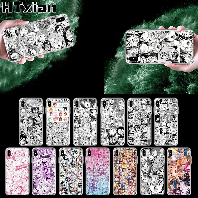 HTXian Anime girl cartoon japan cute faces Transparent Soft Phone Cover for iPhone 11 pro XS MAX 8 7 6 6S Plus X 5 5S SE XR | Мобильные